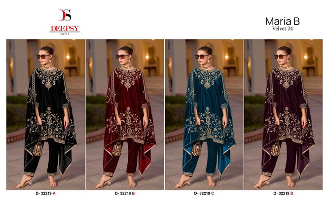 Mariab D 32219 By Deepsy Velvet Embroidered Pakistani Suits Wholesale Online